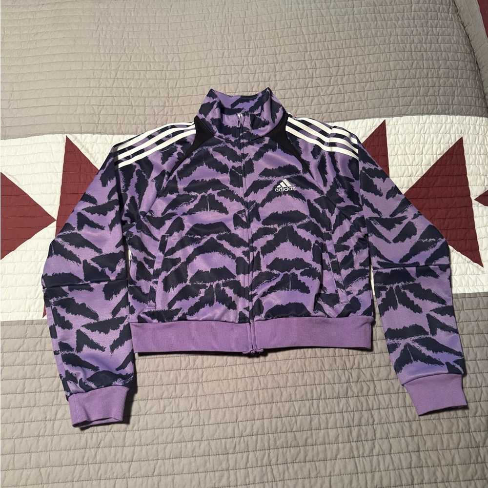 Adidas Women's Lilac and Black Jacket - Size S